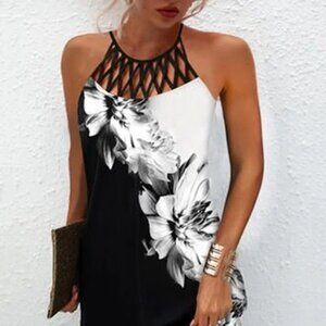 Printed Grecian Neck Mini Dress
